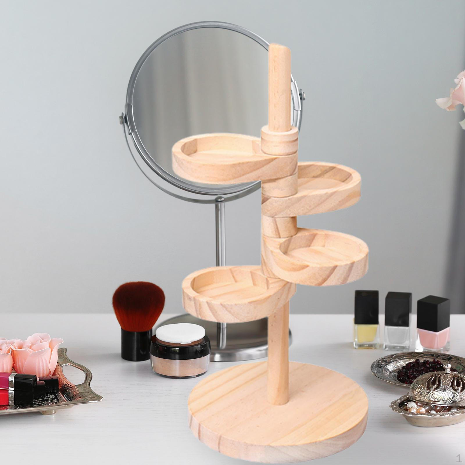

Ювелирный органайзер 4-х уровневый вращающийся многофункциональный настольный стенд для сережек колец ожерелий Wood color
