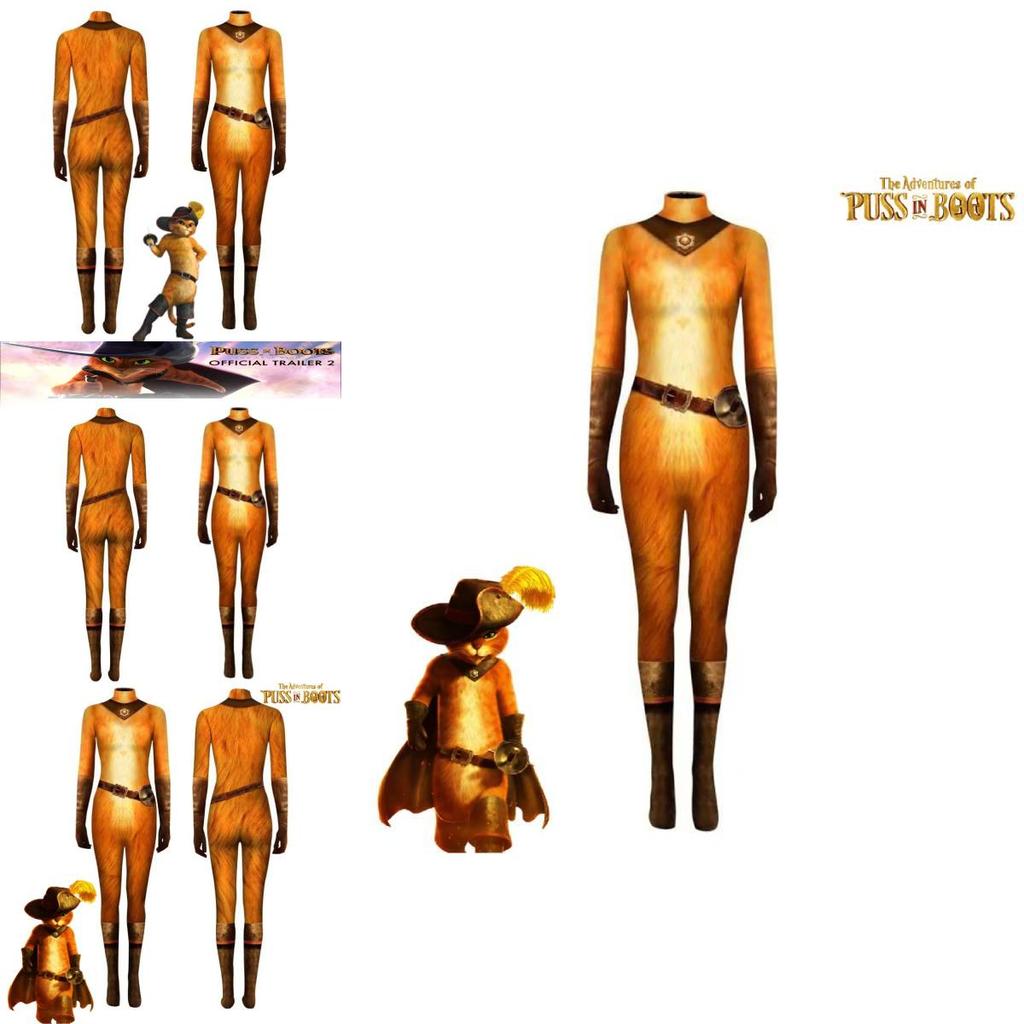 Puss In Boots Cosplay Costume Jumpsuit For Halloween Carnival