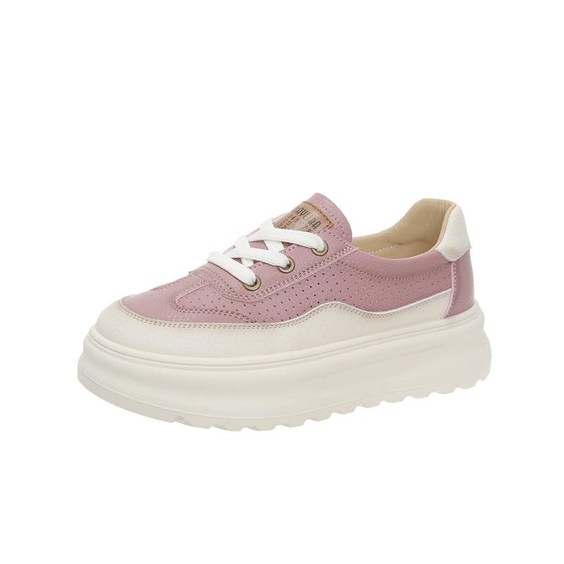 sponge cake thick-soled white shoes for women's new small people to increase height and look thin, retro versatile non-slip casual board shoes
