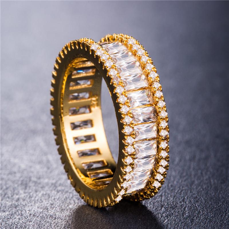 Ring Retro Luxury Ladies Zircon Ring Gold Plated Silver Full Diamond Jewelry