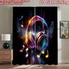 Stampa piana 2D 2 pezzi Tenda Tenda Colorate Cuffie Musicali Stampate Digitalmente Poliestere Tende Decorazione Murale Festiva per