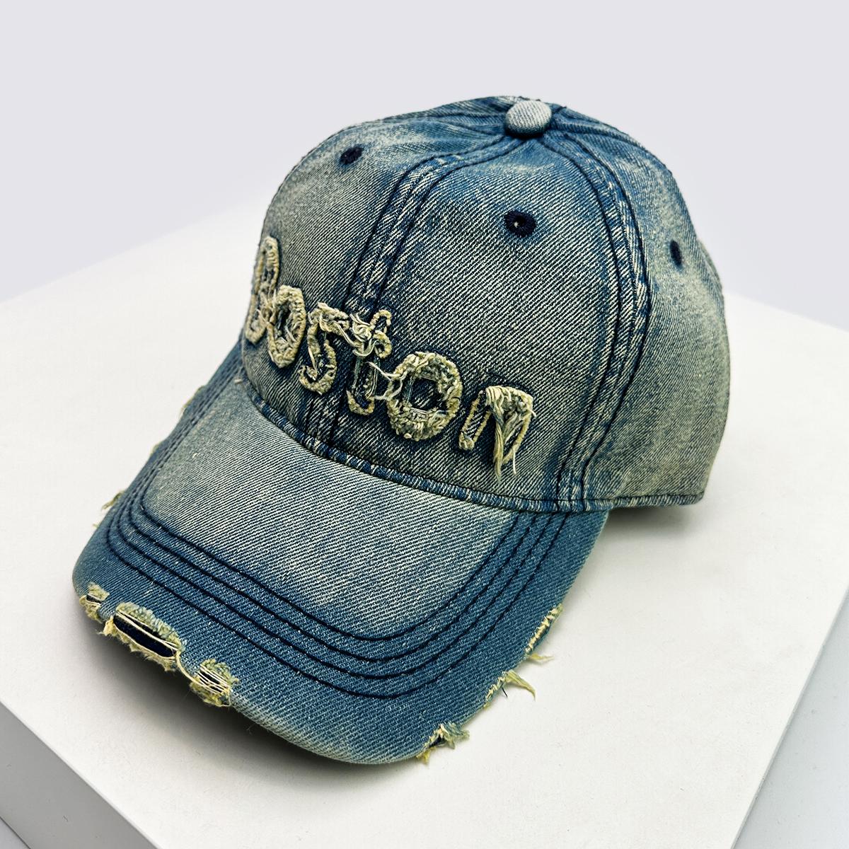 

New Unisex Embroidered Letters Ins Baseball Hats Breathable Street Sunshade Distress Peaked Caps Versatile American Broken Style 52-60cm