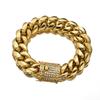 10mm CZ Zircon Stone Pave Stainless Steel Cuban Miami Link Chain Bracelets for Male Boys Hip Hop Rock Jewelry
