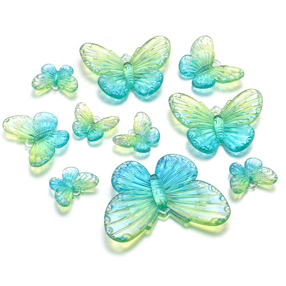 10-40pcs/lot Butterfly Acrylic Beads Gradient Color Loose Beads For Jewelry Making DIY Phone Case Handmade Gifts Accessories