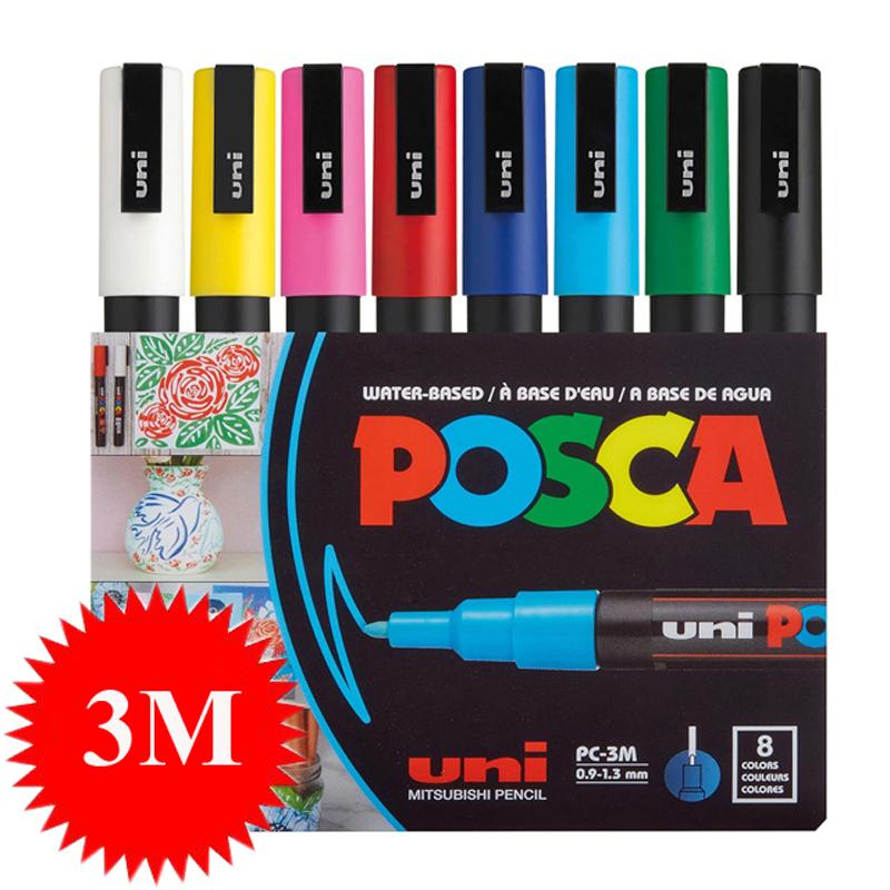 Japan Uni POSCA Markers Set Water-Based Acrylic Paint Pen Rock Painting PC-1M PC-3M PC-5M PC-8K PC-17K Full Colors Range Drawing