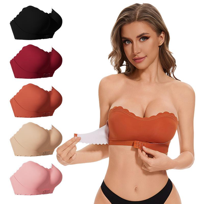Europäischer trägerloser unsichtbarer BH mit rutschfestem Silikonstreifen und Frontverschluss - Ideal für Outfits mit offenem Rücken