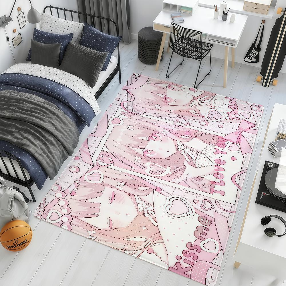 Cute y2k art pink purple anime girl hogar Bedside Rug Kitchen Bath Floor Mat Hallway Balcony Carpet Entrance Doormat Decor Home