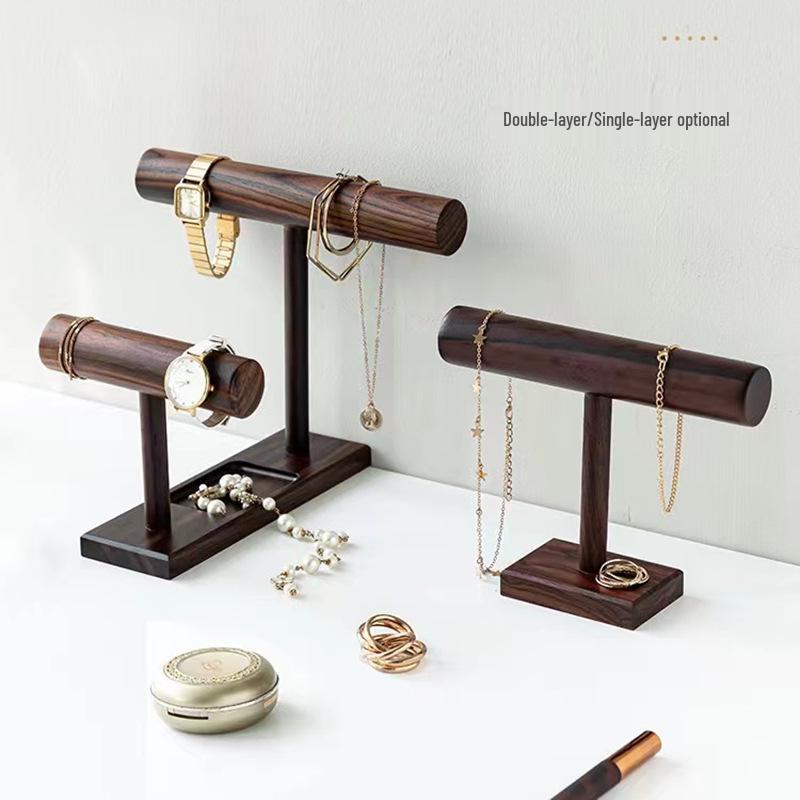 

Rosewood Double-Layer Jewelry Stand: Bracelet & Watch Display Rack for Home Storage
