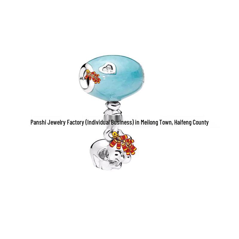 Pan Jia S925 Zodiac Cartoon Pendants: White Copper Beads for DIY Bracelets & Light Luxury Necklaces