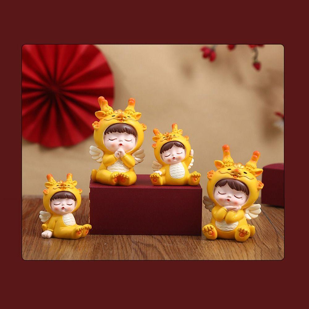 Cartoon Dragon Baby Ornament Resin Dragon Statue Car Interior Dragon Figurine  Children