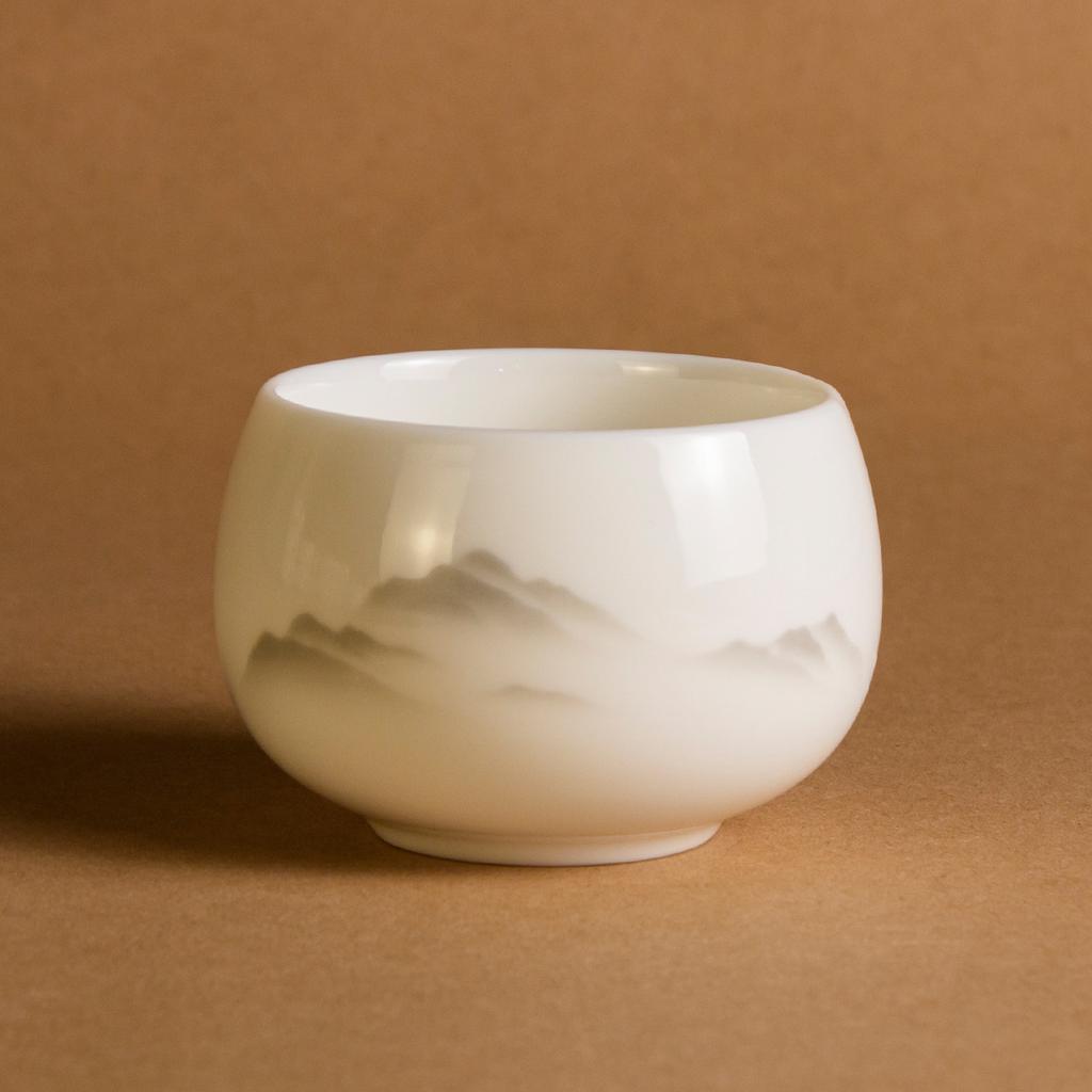 Ink wash mountain suet jade white porcelain teacup hat cup fair cup bubble teapot kung fu teacup master cup ceramic tea set