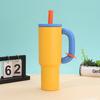 304 stainless steel thermos cup dopamine color scheme handle Bingba cup outdoor portable straw cup
