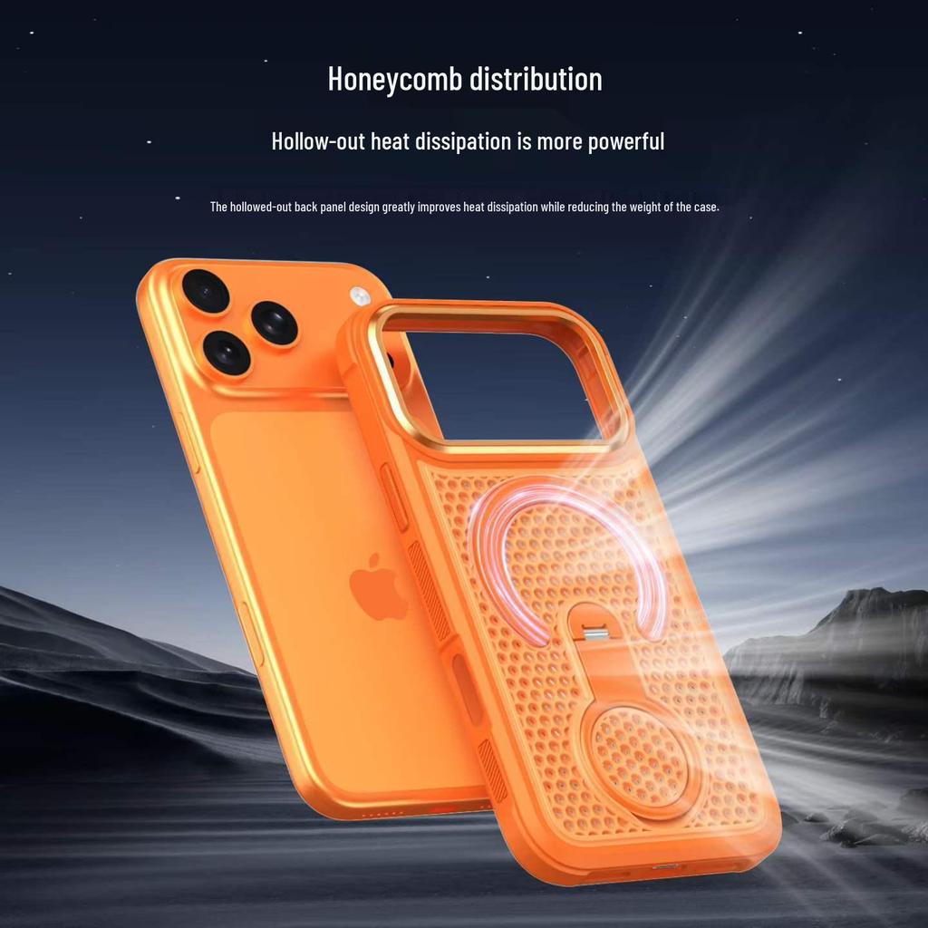 Premium Breathable Magnetic Stand Case for Apple 17PROMAX & 11 with Honeycomb Mesh