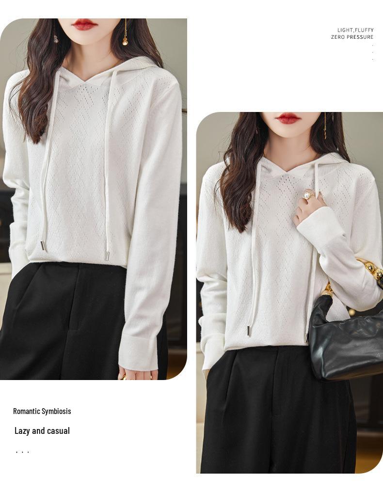 2024 Autumn Women's Knit Hoodie Pullover & Cardigan Sweater Loose Top