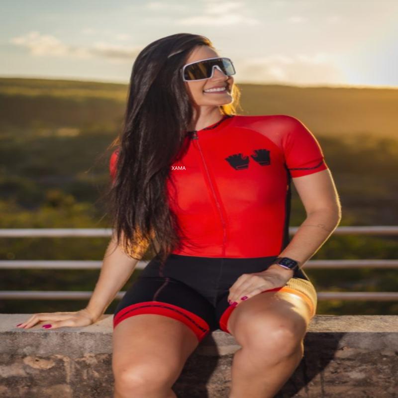 Work Clothes Little Monkey Women Summer Short-sleeved XAMA Brand Work Clothes Set One-piece MTB Triathlon Cycling Suit