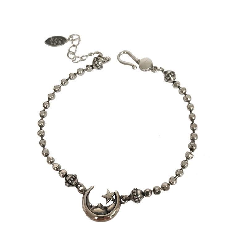 Xiaomi BFCLUBE Silver Color Hiphop Thick Moon Bracelet for Women Men Vintage Handmade Hasp Bracelet Birthday Gift