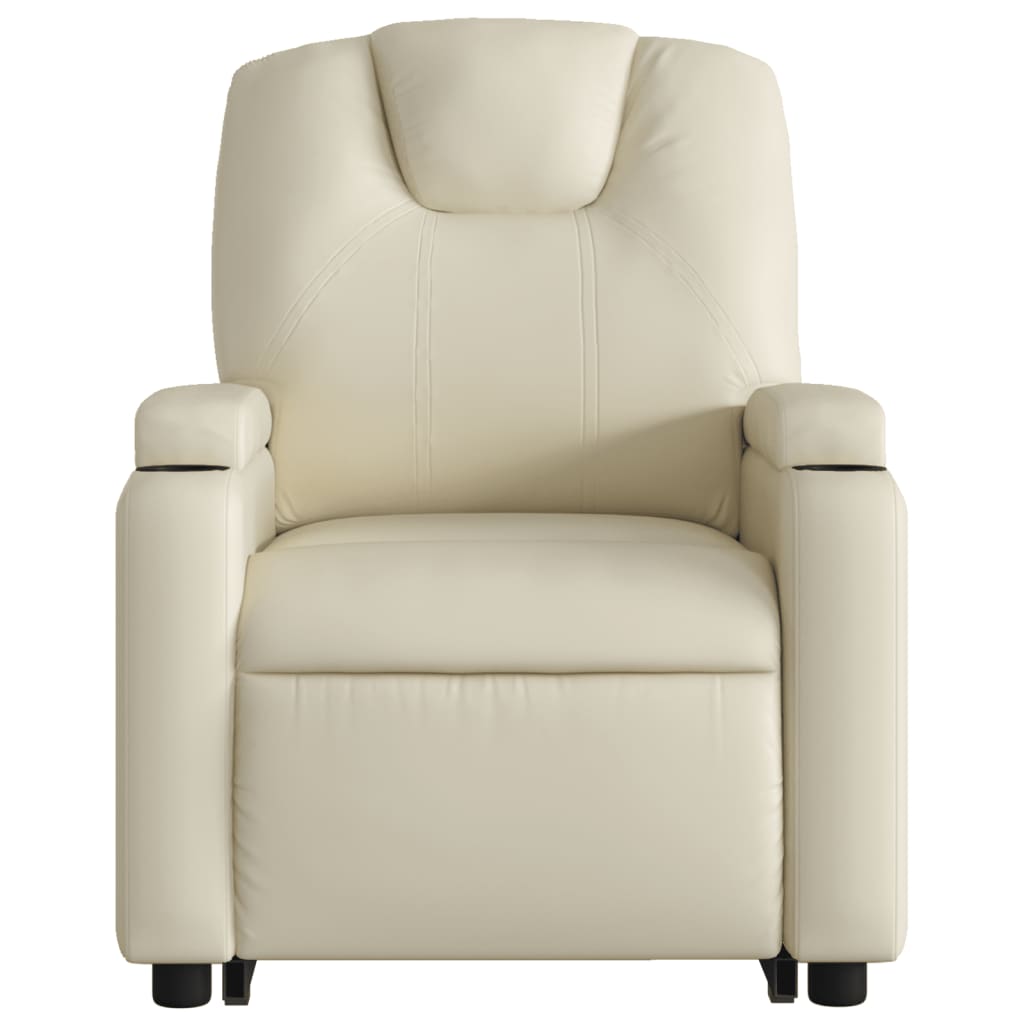 Electric Recliner Chair with Rising Function Cream Artificial Leather