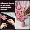 Pink Roses Bouquet Building Set, Artificial Flowers Botanical Collection Blocks Kit DIY Fake Roses for Adults Women Valentines & Mother's Day