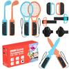 18 In 1 Sports Accessories Bundle for NS Switch 2, Golf Clubs Tennis Rackets Swords Grips Straps Kit for Joy-Con