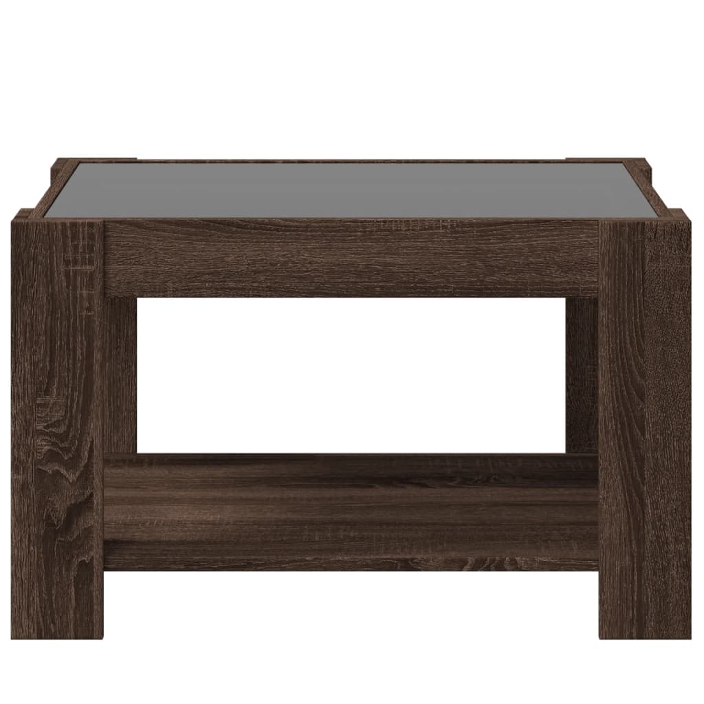 LED Coffee Table Brown Oak Effect 73 x 53 x 45 cm Particleboard