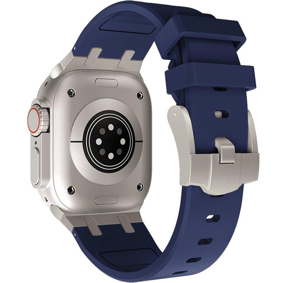 Silicone Strap for Apple Watch 1/2/3/4/5/6/7/8/9/10/11/SE Ultra 1/2/3 42/44/45/46/49mm, Navy Blue