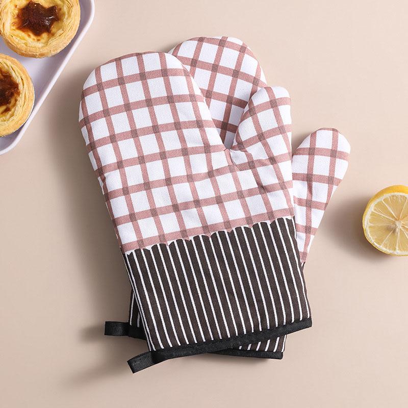 2pcs Household Thickened Heat Insulation Gloves Baking High Temperature Resistant Gloves Kitchen Oven Microwave Special Gloves
