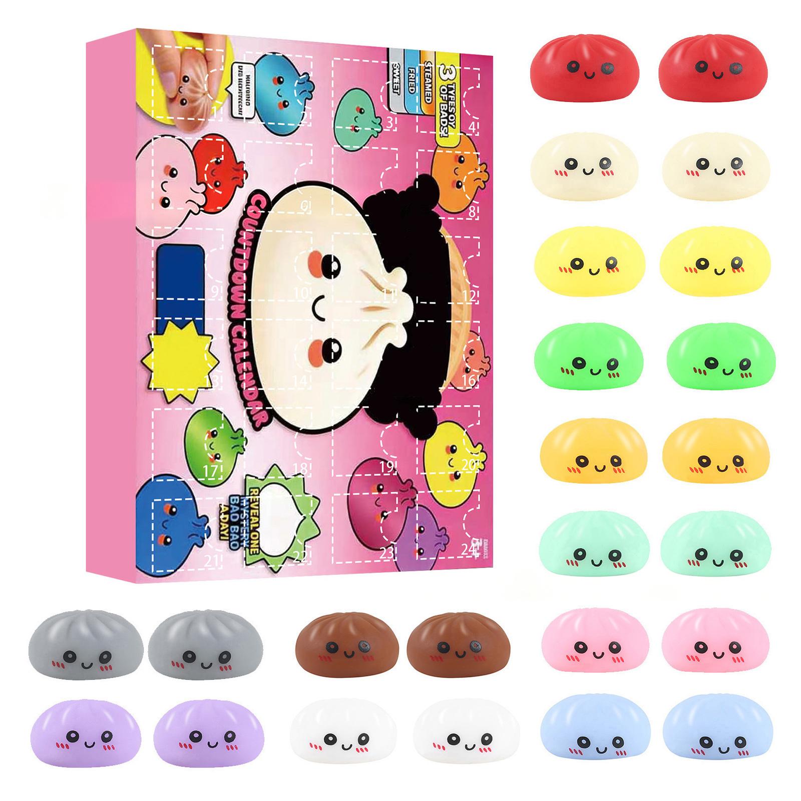

3D Puzzle Dumpling Stress Relief Toy Set 24 Pieces Countdown Calendar Blind Box Squishy Sensory Fidget Toy for Relaxation and Focus one size
