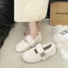 Inner Height Increase Thick-soled Plush Warm Fluffy Shoes Women Wear Velcro In Autumn and Winter, Foreign Style Mary Jane Single Shoes Cotton Shoes