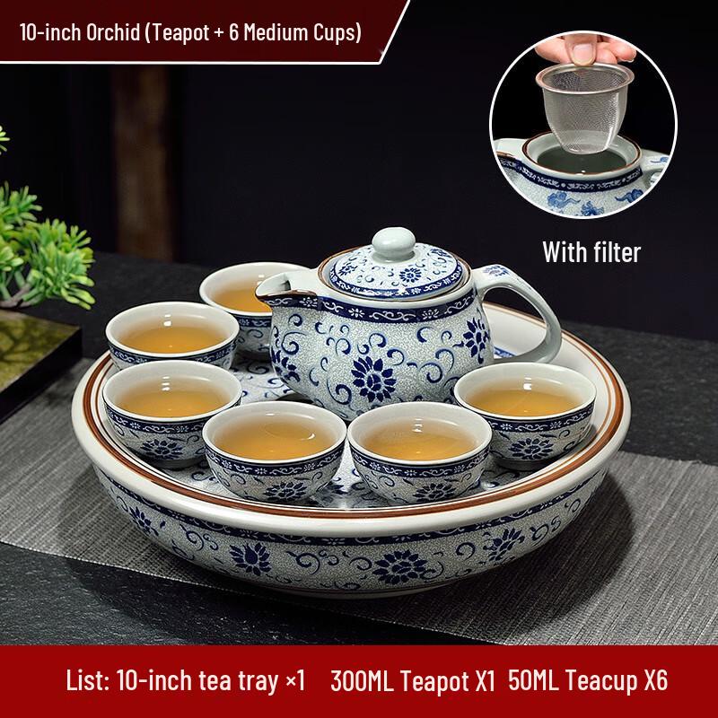 Yilutang Chinese Celadon Tea Set with Glazed Tray