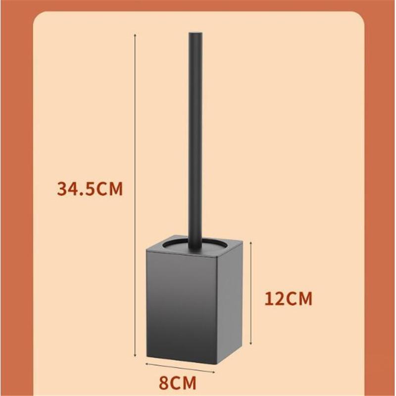 Tuqiu Black Toilet Brush Holder with Brush Aluminum White/Grey Bathroom Toilet Scrub Cleaning Brush Holder Set