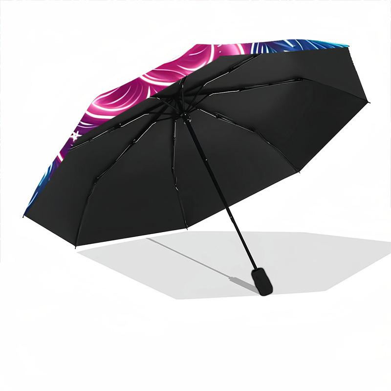 1pc Neon Rose Mandala Automatic Folding Umbrella - Portable Collapsible 8-Rib Umbrella for All Seasons yy251119175