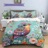 Colorful Flower Bird Pattern Bedding Quilt Set  Home Decoration  Gift (1 * duvet cover + 2 * pillowcase  without core)
