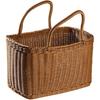 Alipis Decorative Woven Basket with Handle, Brown Plastic Rattan Flower Arrangement Basket for Storage, Picnic, Home Decor, Fruits, Vegetables,