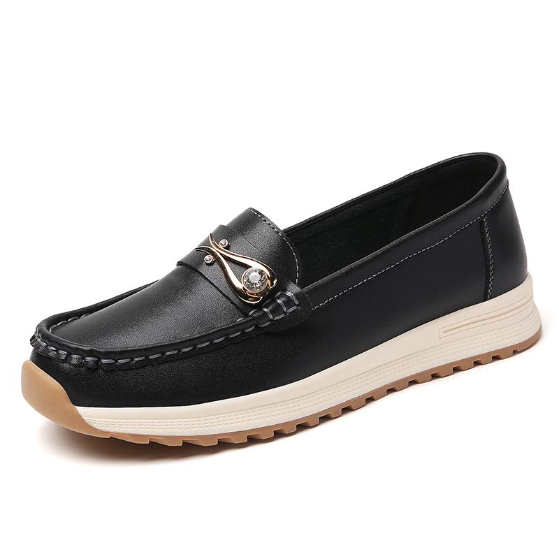 New breathable loafers for women in spring and summer, 100% genuine leather shoes, casual shoes, large sizes 36-44