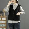 Vintage Retro Women Vest New V Neck Solid Color Versatile Single Breasted Knitwear Spring Autumn Fashion Outerwear