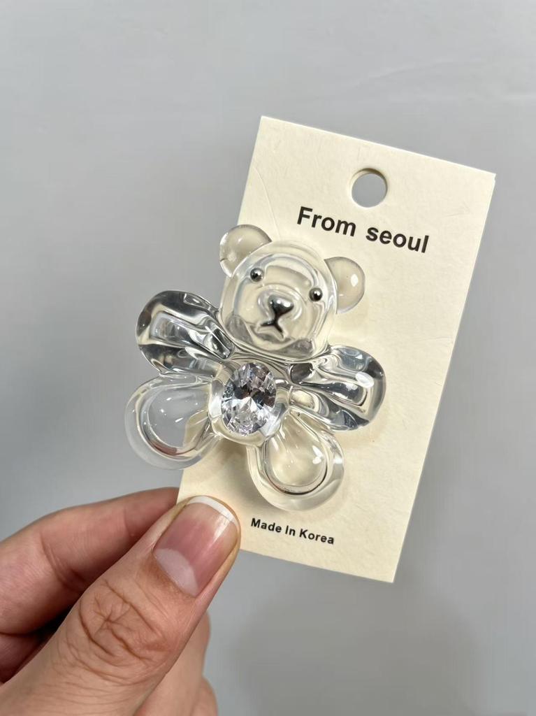 Korean INS Crystal Bear & Cat Paw Hair Clip