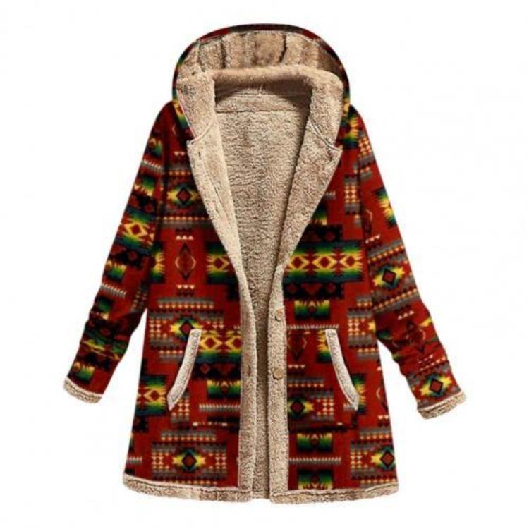 Hooded Women Ethnic Style Vintage Loose Thick Warm Outwear Single Breasted Autumn Winter Jacket Clothes for Women