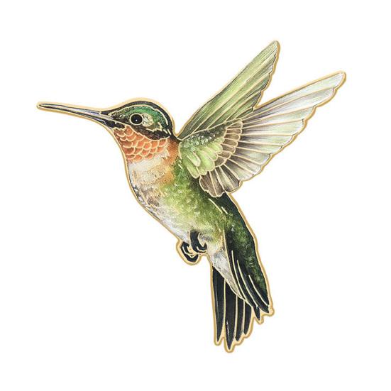 

Hummingbird Badge Hard Enamel Rubber Backing Pin Jackets Backpacks Hats Lapel Brooch Nature Accessory зелёный