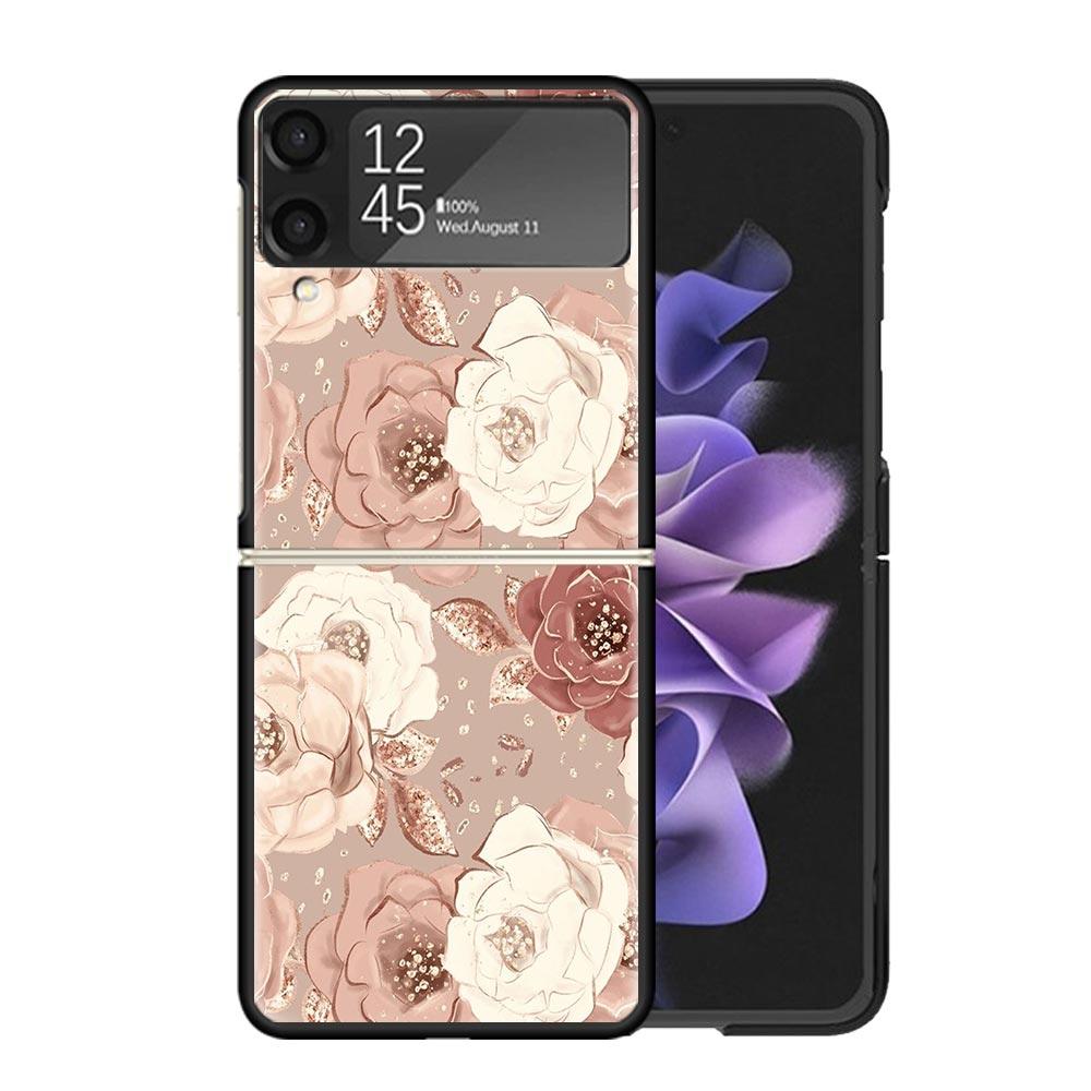 Beautiful Rose Bling Picture Clear Phone Case For Samsung Z Flip 7 6 5 4 3 Galaxy ZFlip7 ZFlip6 ZFlip5 ZFlip4 ZFlip3 5G Print Co
