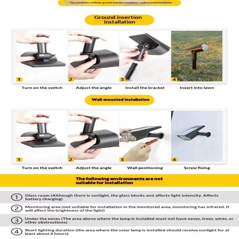 Solar Power Light Adjustable Light Temperature Solar Garden Light Outdoor Ip65 Solar Lamp Super Bright Solar Spotlight