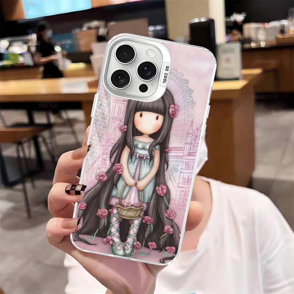 Cute Gorjusses Cartoon S-Santoro Phone Case Color Silver Shell For LPhone 17 16 16e 15 14 13 12 11 Pro Max Plus