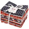 Soimoi 16-teiliges Fat Quarter Bundle - Blumenmuster mit geometrischem Druck 18"x 22" DIY Patchwork - 100 % Baumwolle, vorgeschnittener Quiltstoff, Rot-Blau &