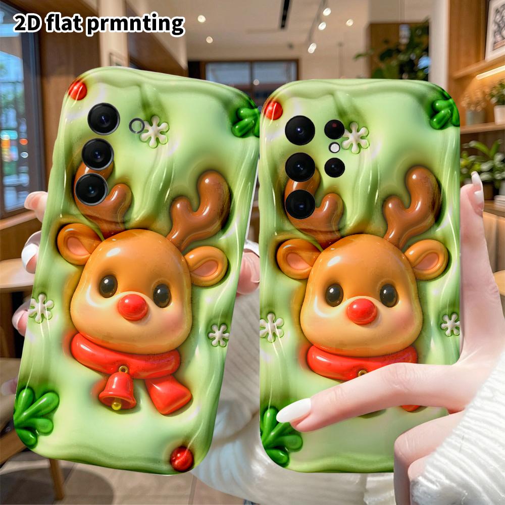 Phone Case: 2D flat, suitable for Samsung Galaxy A34 A35 M05 M06 S20 S22 S21 FE Plus 5G protective case, Christmas reindeer, Christmas and Halloween,