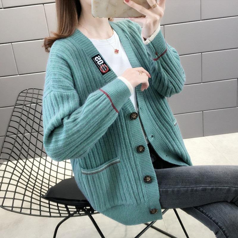 Women's Knitted Cardigan Sweater Loose Top Spring Autumn Winter Women's Fashion Korean Version