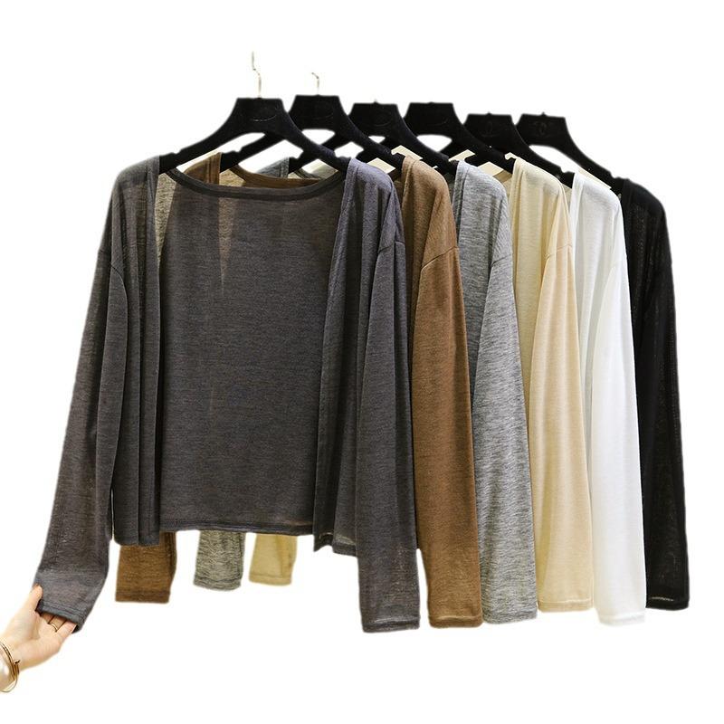Cardigan sottile da donna a maniche lunghe, protezione solare, ampio, da indossare in estate o in ambienti climatizzati, aperto sul davanti