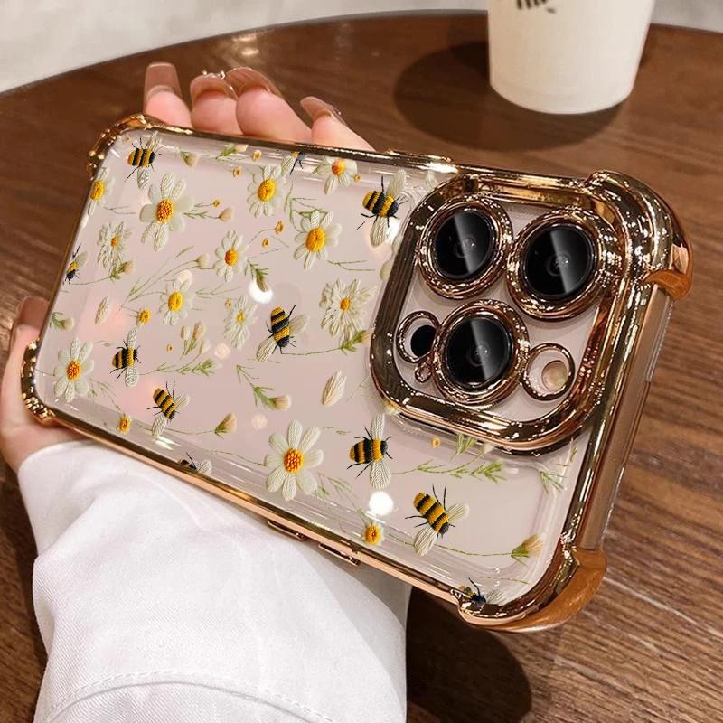 Cute Floral Plating Phone Case For Google Pixel 10 9 8 7 9a 8a 7a Pro XL 5G Anti Fall Airbag