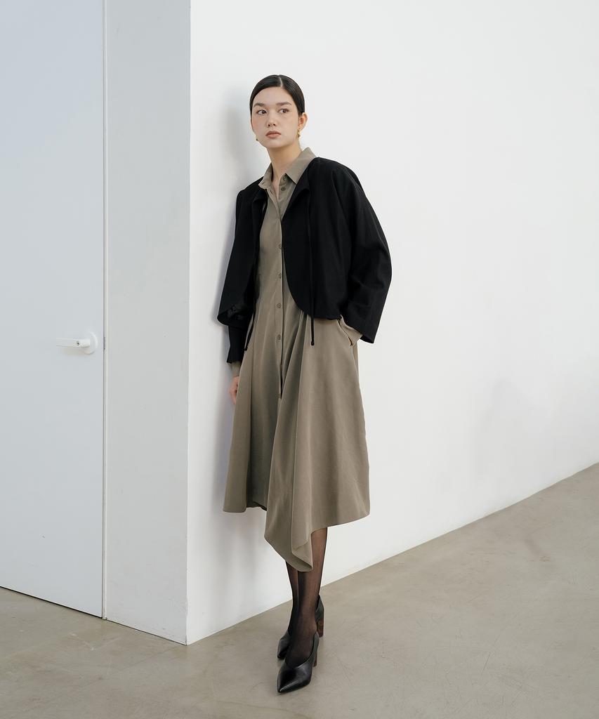 YOUNESS Khaki Shirt Dress