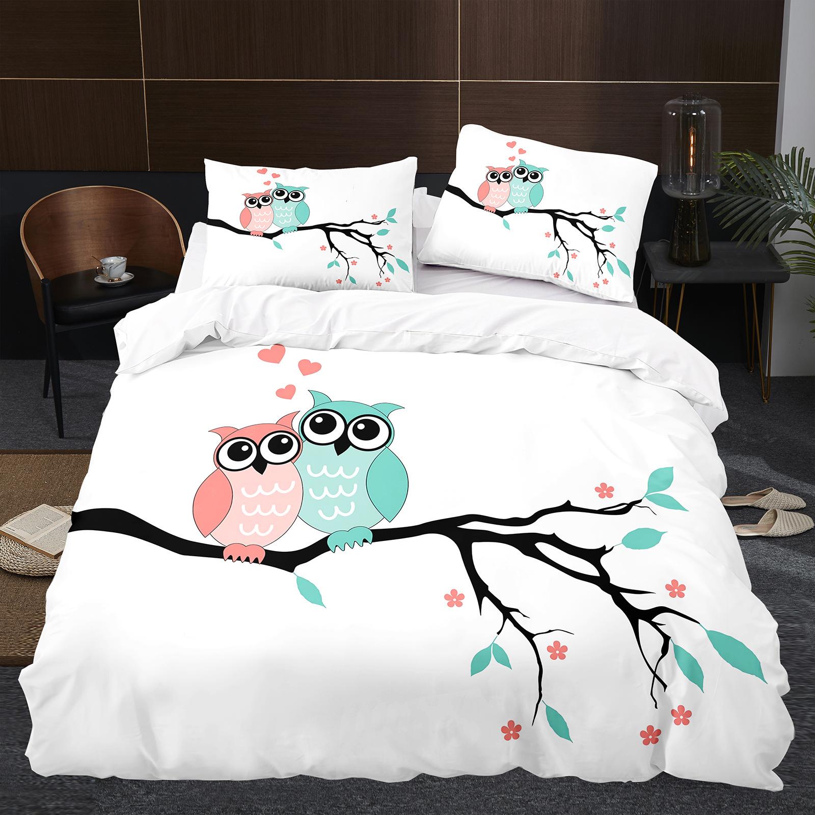 

Comforter Owl 3D Safari Wildlife Print Comforter Bird Animal Personalized Nighthawk Queen Size Comforter (quilt)-EU Single(135*200cm)3pcs