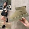 Women's 2025 Black Snow Boots - New Style, Thick Platform Sole, Solid Color, Ankle Length, Fleece-Lined Cotton for Warmth