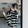 Women Plus Size Loose Striped Off Shoulder Hoodie Early Autumn Casual Ins Style